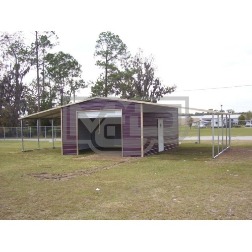 Enclosed Metal Barn | Boxed Eave Roof | 44W x 21L x 10H | Lean-tos