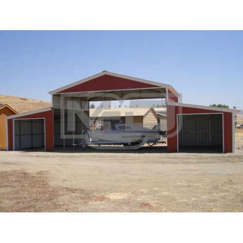 Raised Center Metal Barn | Vertical Roof | 48W x 21L x 12H |  Carolina Barn