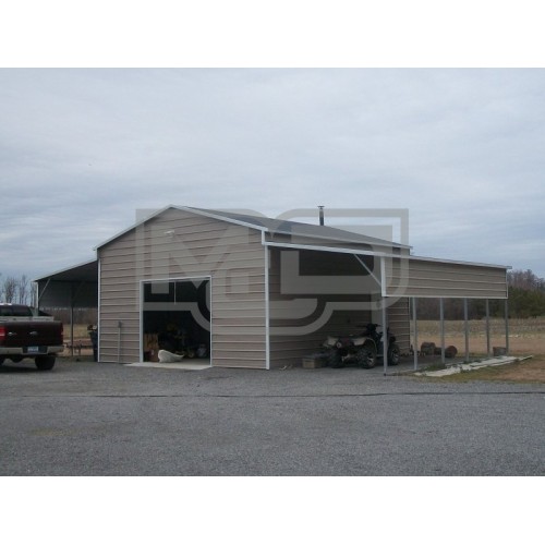 Enclosed Metal Barn | Boxed Eave Roof | 48W x 26L x 12H | Barn Building