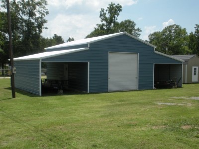 Raised Center Aisle Barn | Vertical Roof | 46W x 26L x 11H | Enclosed Barn