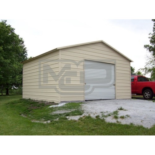 Garage | Boxed Eave Roof | 18W x 21L x 9H | 1-Car Steel Garage 