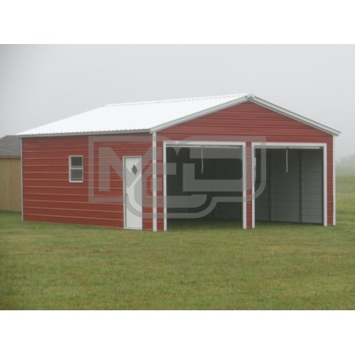 Metal Garage | Vertical Roof | 20W x 26L x 9H | 2-Bay Garage