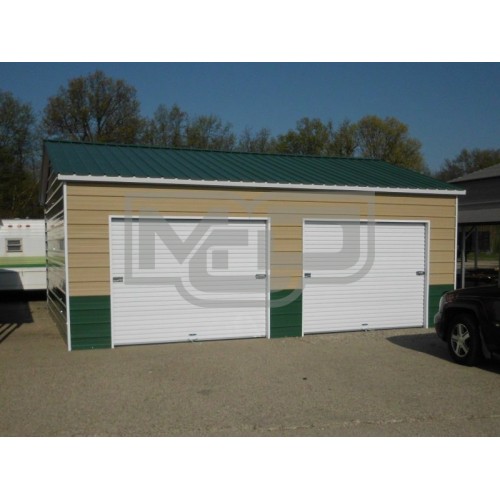 2-Car Enclosed Garage | Vertical Roof | 22W x 26L x 9H | Side Entry