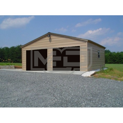 Metal Garage | Vertical Roof | 24W x 26L x 9H | 2-Cars