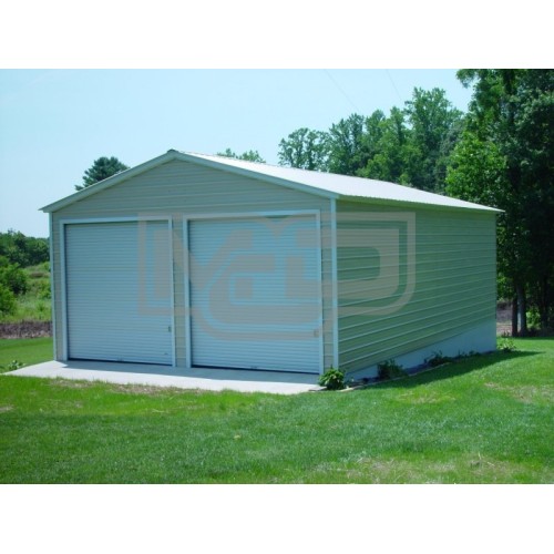 Vertical Roof Metal Garage | Vertical Roof | 22W x 31L x 9H | 2-Car