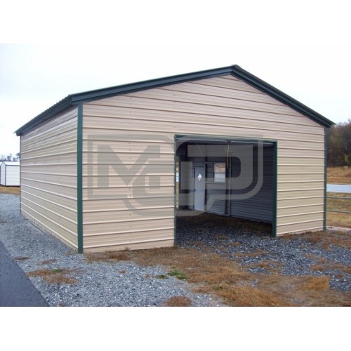 Single Bay Metal Garage | Vertical Roof | 20W x 26L x 9H | 1-Car