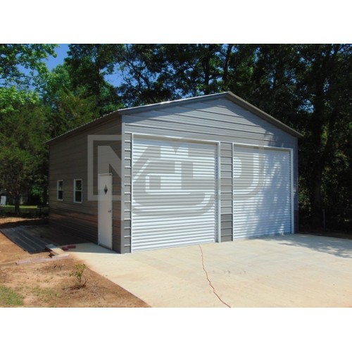 Steel Garage Building | Vertical Roof | 24W x 36L x 12H | 2-Bay